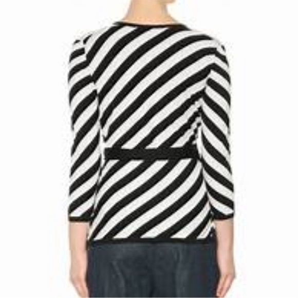 DVF Diane von Furstenberg Ballerina Wrap Tie Up Ribbon Bow Stripe Sweater Ballet - Picture 2 of 12